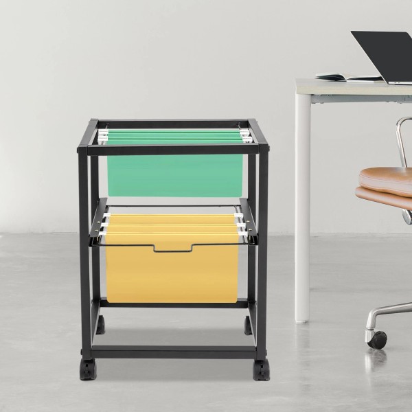 Unbranded Rolling File Cart Steel Organizer 2Tier Document Rack Literature