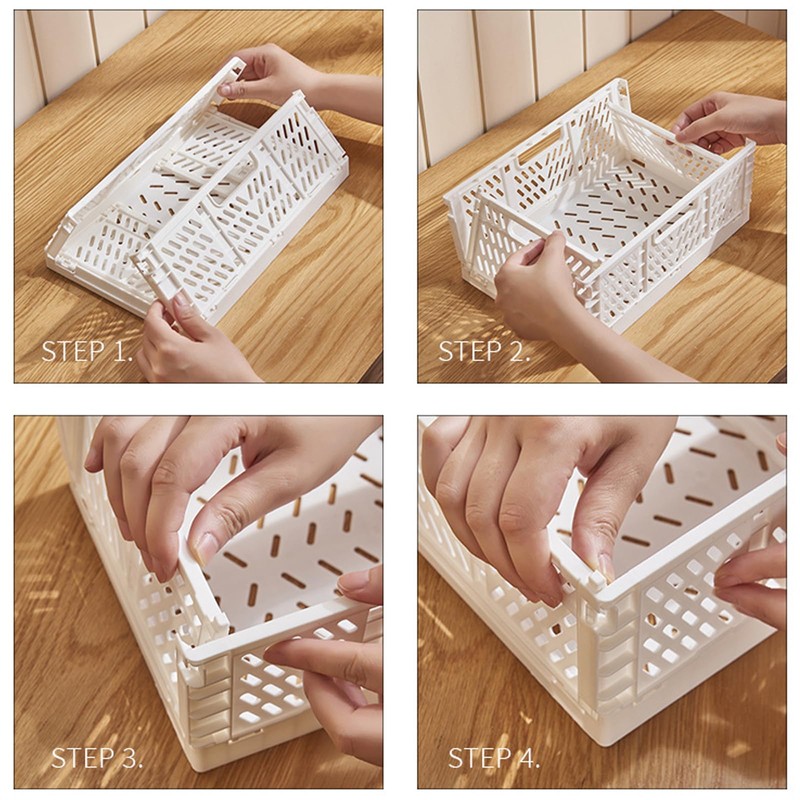 Ksvaye Pack of 4 Small Folding Boxes, Foldable Sturdy Plastic