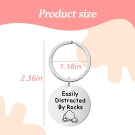 Geology Gifts for Men Women Rock Keychain for Husband Wife Geologist Gifts for Rockhounds Rock Lover Gifts for Friends Brother Sister Geologist Funny Gift Easily Distracted by Rocks Keychain