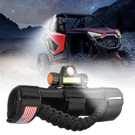 KEMIMOTO UTV Grab Handle with Dome Light, Fits 1.75 inch-2 inch Roll Bar Compatible with Polaris Slingshot RZR Can Am X3 Kawasaki Pioneer Talon Wildcat, 1 Pack Handle Grip Grab Holder UTV Accessories