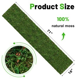 71" x 16" Dried Moss Table Runner Moss Sheet Roll for Crafts Preserved Moss Mat for Table Decoration Green Moss for Fairy Wedding Party Woodland Garden Decor