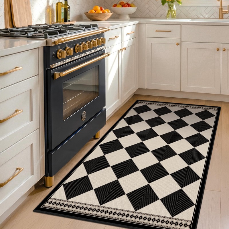 Black and White Diamond Outdoor Easy Jute Front Porch Rug