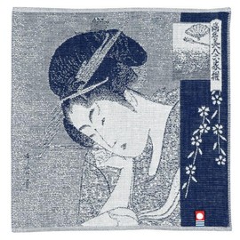 Hitoshi Yamamoto Shoten Ukiyo-e Blue Gauze Pile Towel, Beautiful Rokkkasen [3863], Made in Japan, Japanese Pattern, Inbound Souvenir