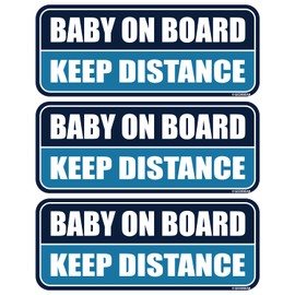 GEEKBEAR Baby on Board Car Magnet (3 Pack) - Rectangular Shape, 8.7 x 3.6 inch (Navy/Blue)