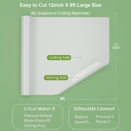 A ANGG Clear HTV Vinyl for Sublimation - 12" X 8FT Matte Sublimation Vinyl for Light-Colored Cotton Fabric High Transfer Rate Bright Smooth Washable HTV for T-Shirt Hat Pillow Bag