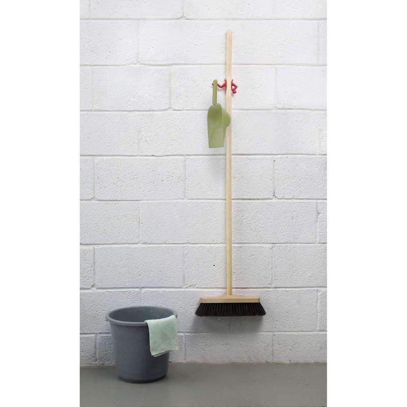PELEG DESIGN Mr. Brooman-Dustpan Holder & Broom Red Hanger, 2.9