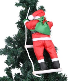 One Santa Claus Climbing on Rope Ladder for Christmas Tree Indoor Outdoor Hanging Ornament Decor Christmas Xmas Party Home Door Wall Decoration