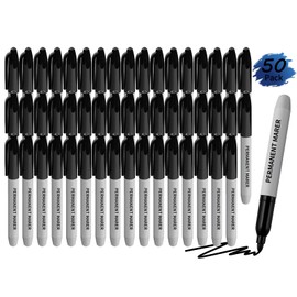Vitoler Permanent Markers Black, Fine Tip Permanent Markers Set,Fine Point,Works on Plastic,Wood,Stone and Glass for Coloring,Doodling, Marking,50 Pack