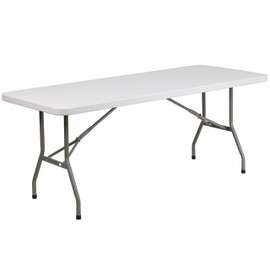 Flash Furniture Elon 6' Rectangular All-Occasion Plastic Folding Event Table, Folding Banquet Table for Indoor/Outdoor Events, White