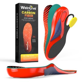 Welnove Carbon Fiber Sports Insoles with Arch Support, Professional Shock Absorption & Energy Return for Running, Basketball & High-Impact Training, Enhanced Stability & Long-Lasting Performance -S
