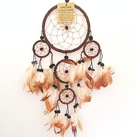 Black, Brown, White Dream Catcher made from suede leather (Brown)