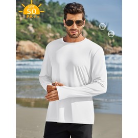 PINSPARK 2 Pack Rash Guard for Men Swimming UPF 50+ Long Sleeve Sun Shirts Quick Dry Lightweight Beach Outdoor Fishing Tees M