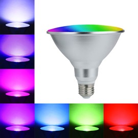 20W PAR38 RGB Colored LED Spotlight Outdoor, E27/E26 Color Changing Light Bulb, Waterproof Flood Light with Remote for Holiday Home Party Decoration