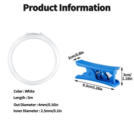 2 PCS Compatible with Bambu Lab PTFE Tube, 2.5mm×4mm OD, Length 5m/16.4ft,for Bambu Lab AMS X1/X1c/P1p/P1s/A1/A1 /Direct Drive Extruder (Milky White) with Tube Cutter
