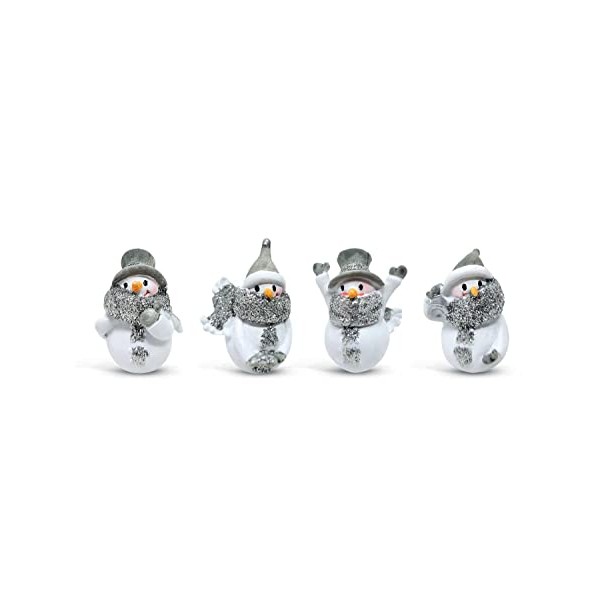Ganz 1.5" Miniature Glittered Snowman Figurines - Set of 4 Assorted Styles