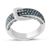 Hdiamonds Sterling Silver Blue diamond Buckle Ring (1/2 CTTW)