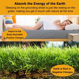Grounding Sheet, Therapy Grounding Sheet with Grounding Conductive Cord, Conductive Grounding Mat for Better Sleep, Reduce Pain and Inflammation (Grey-Pillowcase30 20")