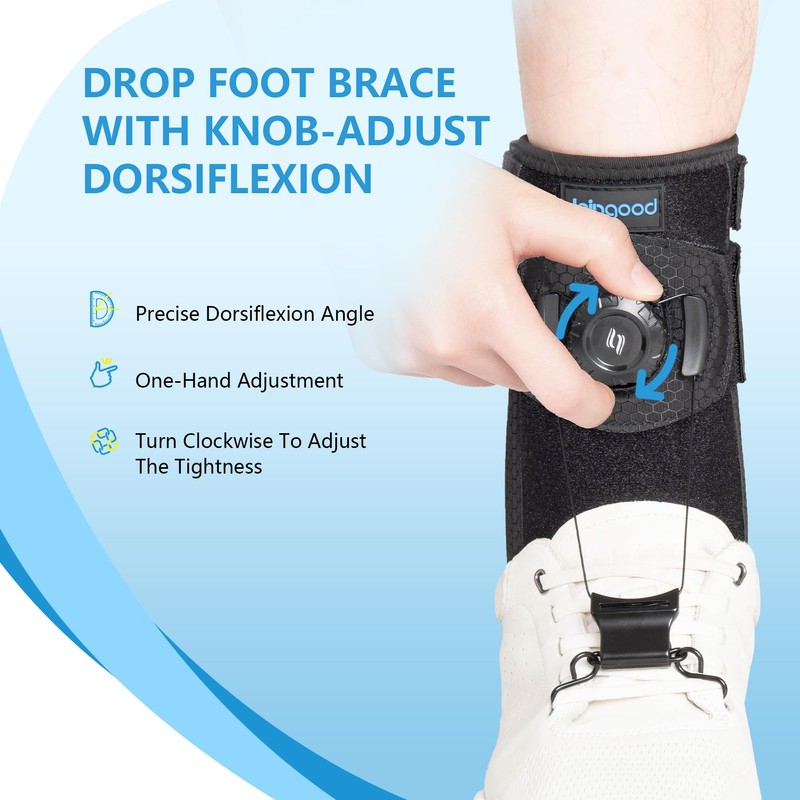 joingood Adjustable AFO Foot Drop Brace, Quick Release Dial, L/XL,