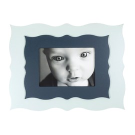 Thistle & Poppy Solid Wood Magnetic Picture Frame - Fits 5x7 Photo - Large Frame Size - Overall Dimensions 11x14 in Light Vintage Blue & Navy Blue