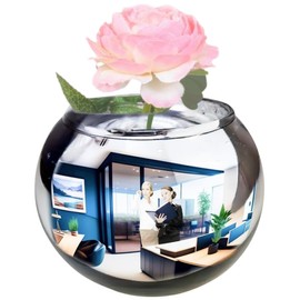 TidyFriend Convex Mirror Vase Silver Cubicle Decorations - 6 Inch Multipurpose Desk Mirror to See Behind You - Aesthetic Office Cubicle Accessories, Office Decor Organizer