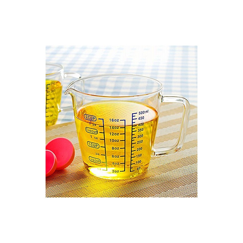 2 Cup Borosilicate Glass Measuring Cup With 50ML Intervals Scale