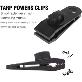 HengLiSam Tarp Clips, Heavy Duty Lock Grip, Clamps Withstand 60mph Strong Wind Fit for Awnings, Outdoor Camping, Caravan Canopies, Bungee Cord Clip (20 Pieces)