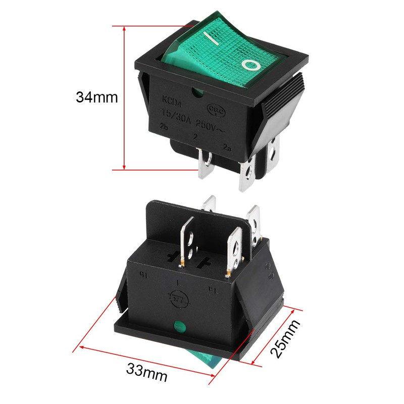sourcing map DPST Boat Rocker Switch Yellow Neon Lamp W