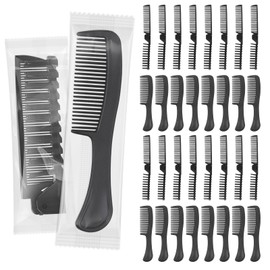 HOIQIRY Black Hair Brush and Comb Sets Bulk - Pack of 30,Individually Wrapped Travel Size Disposable Hair Combs Hair Brushes Bulk for Women,Men,Homeless,Hotel,Nursing Home,Charity,Church