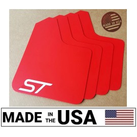 StreetRays [Originals] [SR] 2014-2016 Ford Fiesta ST Mud Flaps STARTER Set RED w/ Logo (NO HARDWARE)