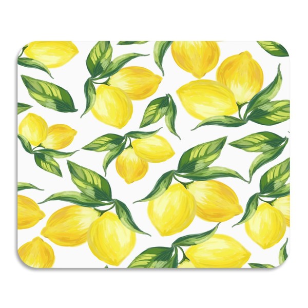 Yellow Lemon and Green Leaves on White Dish Drying Mat