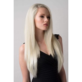 Straight platinum blonde half wig hairpiece (3/4 wig): Shannon platinum blonde #1001