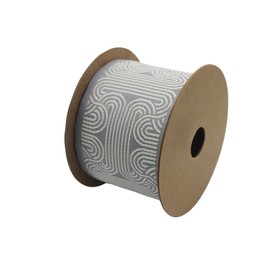 Bobina de 3.8 yardas de 2.7 pulgadas de ancho gris y blanco con ribete de llave romana cinta jacquard para tus cortinas, cortinas, cinta adhesiva V5 205