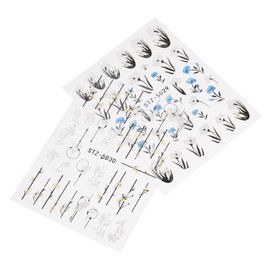 DOITOOL Unique 3D Embossed Flower Stickers for Nails 2 Sheets Summer Nail Decals Nail Gel Stickers for Women