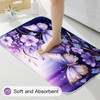 4 Pcs Purple Floral Butterfly Shower Curtain Set with Non-Slip