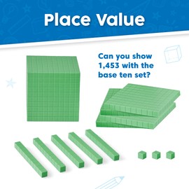 hand2mind Green Foam Base Ten Blocks Complete Set, Place Value Blocks, Counting Cubes, Base 10 Math Manipulatives, Teacher Supplies for Math Classroom, Montessori Math Materials (Set of 644)