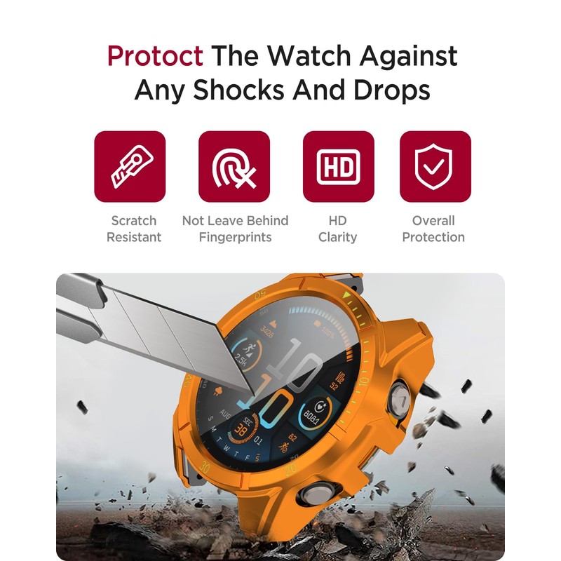 Miimall PC Case Compatible with Garmin Fenix 8 43mm/47mm/51mm,Shockproof Cover