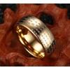 Rockyu Men's Tungsten Ring, Engraved, Heart Sutra, Buddha Sutra Ring,