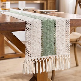 yosiio Table Runner Green, Sage Green, Cheesecloth Table Runner, Cheesecloth, Table Decoration, Birthday, Tablecloth for Boho, Wedding, Party, Birthday Decoration, 30 x 140 cm