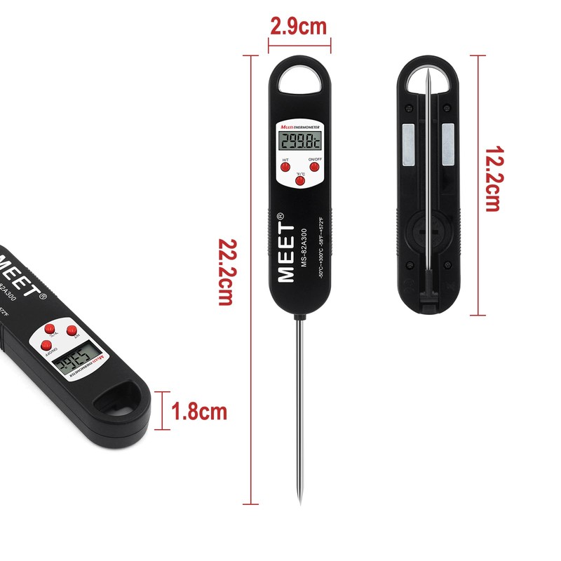 MEET MS-82A300-B150 2pcs Instant Read Digital Multifunction Thermometer for Cooking,