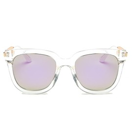 Dasein Polarized Sunglasses for Women Men Classic Vintage Aviator Style 100% UV Protection (Transparent White/Iridescent)