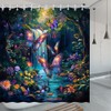 Wonderland Shower Curtain Fantasy Misty Forest Butterfly Waterfall Tropical Rain