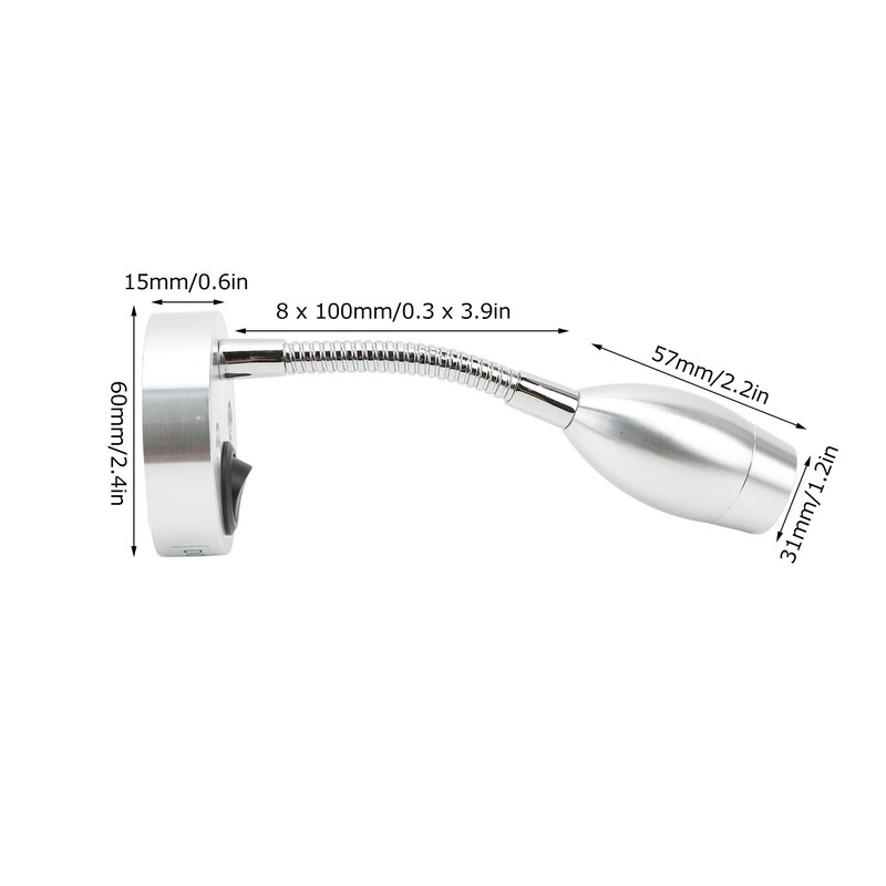 RV LED Light 12‑24V Boat Bedside Reading Lamp Adjustable Wall