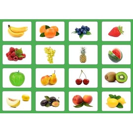 LYSCO Picture Cards Fruit Vocabulary Flashcards Laminated on Both Sides Pack of 16