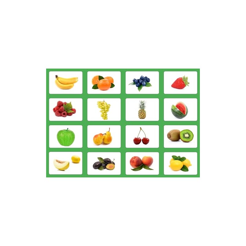LYSCO Picture Cards Fruit Vocabulary Flashcards Laminated on Both Sides