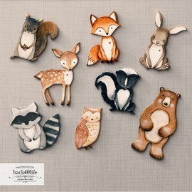Forest Critters Painted Wooden Animal Cutout Shapes (Small + Stands (bundle of 8))