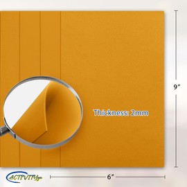Hojas de espuma EVA mostaza, 6 x 9 pulgadas, 2 mm de grosor, papel de espuma para manualidades y manualidades, proyectos escolares y más, paquete de 8