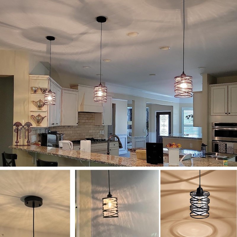 3 PACK Black Pendant Lights Kitchen Island, Small Kitchen Pendant