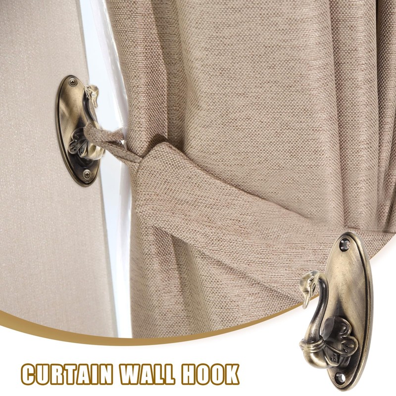 NUOLUX 2psc Swan Style Curtain Tieback Hooks - Bronze