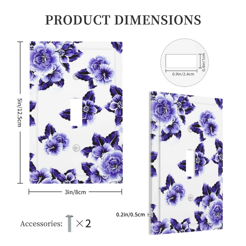 Purple Blue White Flower Single Toggle Light Switch Cover 1