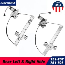 Kible 2pcs Window Regulator w/ Motor for Hummer H2 2003 2004 - 2009 Rear Left & Right